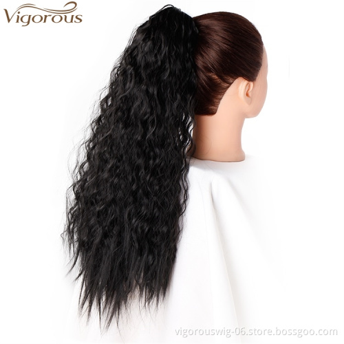 Vigorous Long Drawstring Ponytail Extension Synthetic Straight Kinky Ponytail Claw Jaw Ponytail Clip on Hair Extensions Women
